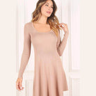 Lilou Women's Casual Knit Dress for Travel in Soft Beige with Long Sleeves and a Relaxed Fit