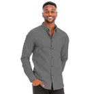 WEIV casual mens dress shirt in gray with button-up design and chest pocket