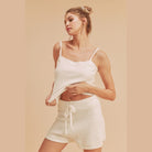 Aemi Co casual tank and shorts set in white with soft textured fabric and adjustable straps