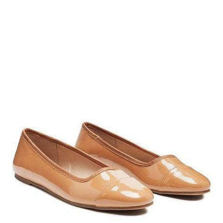 Rag Company women's comfortable casual flats in nude color with sleek and shiny finish