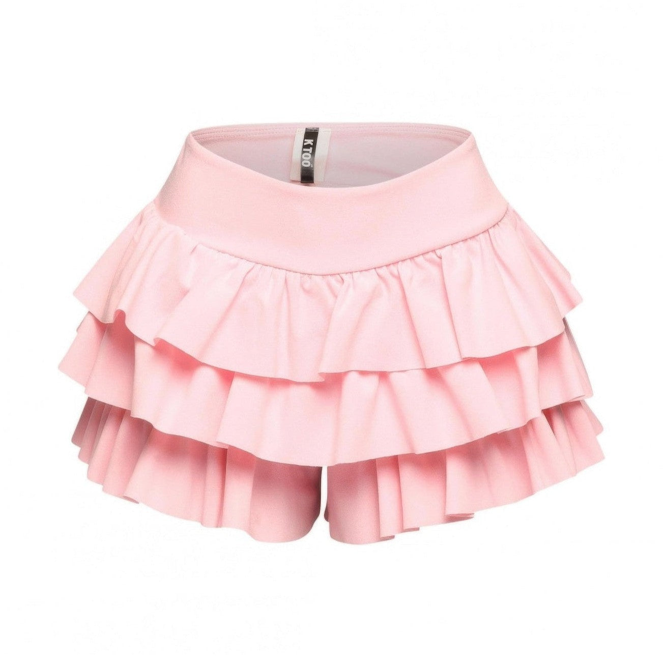 VacationGrabs curvy fashion ruffle shorts in pink with layered design for stylish summer outfits