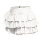 White curvy fashion ruffle shorts with layered design for a stylish summer look