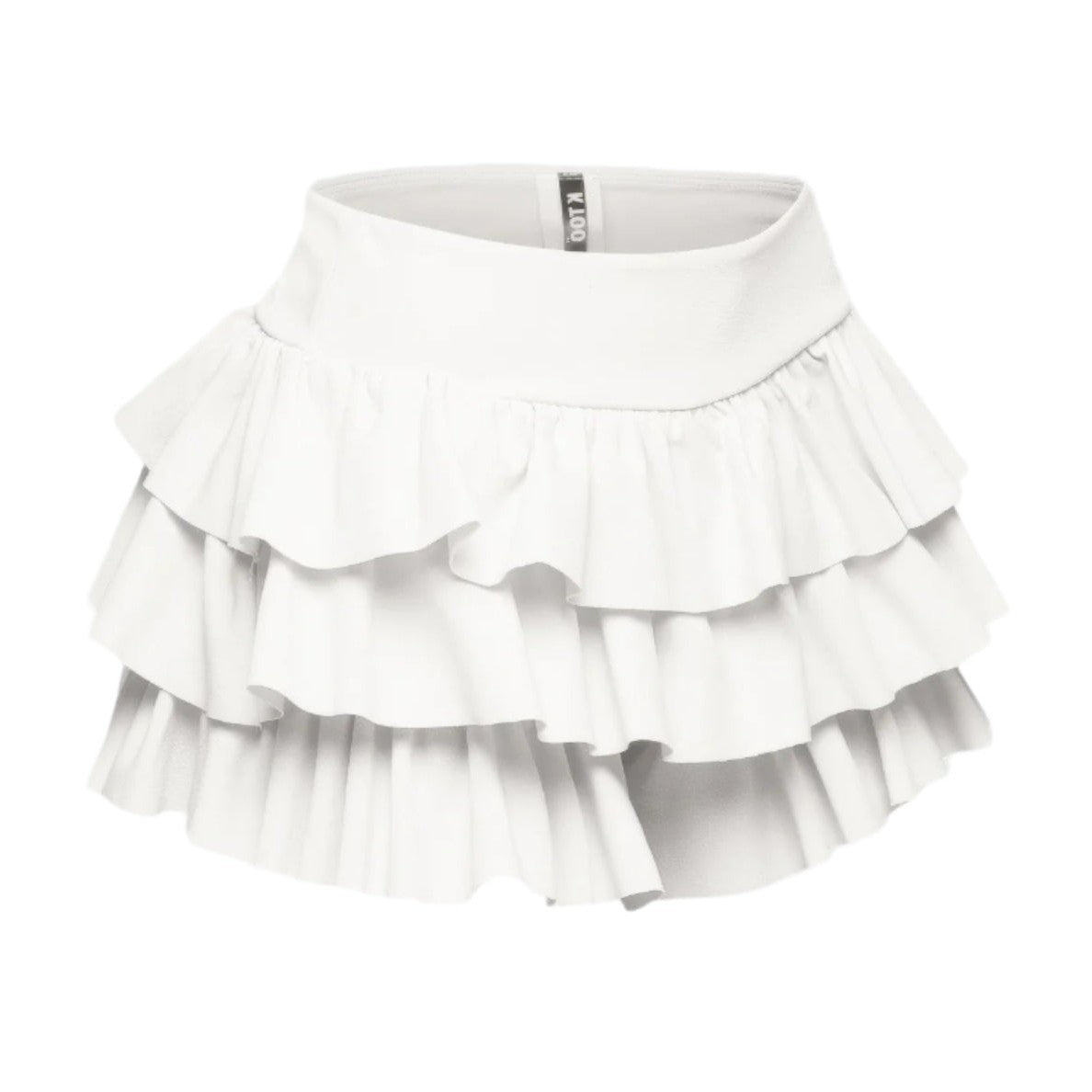 White VacationGrabs curvy fashion ruffle shorts with layered ruffles for a stylish summer look