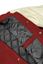 WEIV letterman jacket for men featuring a quilted interior and snap button closure