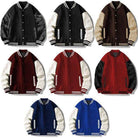 Collection of WEIV letterman jackets for men in various colors with classic design and contrasting sleeves