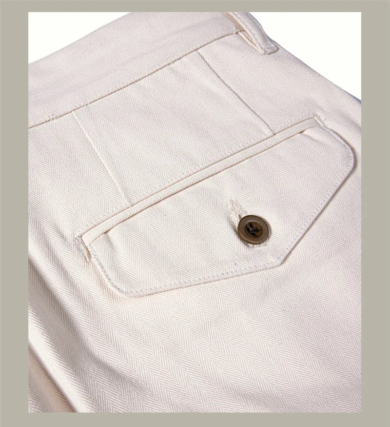 Men's high rise wide leg trousers in cream, perfect for casual outings