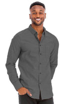 WEIV Men's Gray Long Sleeve Shirt, Stylish for Work and Casual Wear, Ideal as a pink business casual shirt