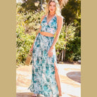 VacationGrabs women's vacation pants with tropical leaf print and side slit perfect for warm weather
