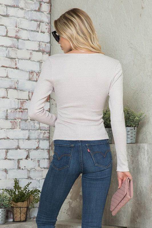 Andante USA Women's Versatile Jersey Top in Soft Pink with Long Sleeves and Fitted Design