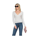 Andante USA Women's Versatile Jersey Top in Light Beige with V-Neck and Long Sleeves