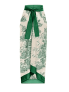 VacationGrabs Vintage Boho Swimsuit Set with Green and Cream Floral Print and Ties for a Stylish Look