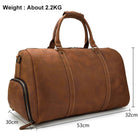 Vintage Leather Travel Duffle Shoulder Bag - VacationGrabs