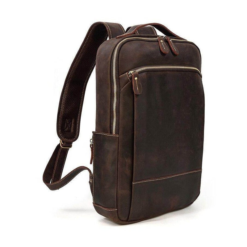 Vintage leather backpack from VacationGrabs with a sleek design and multiple compartments