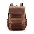Vintage leather laptop backpack in brown with multiple compartments for efficient organization