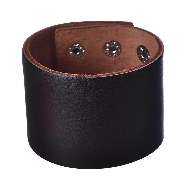 Leather vintage punk bracelets for men with adjustable snap closure and stud detailing
