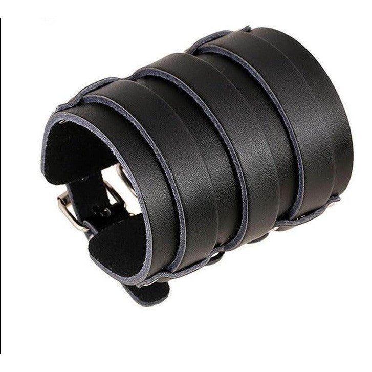 Vintage punk bracelets for men with a unique layered leather design for a stylish look