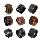 Collection of vintage punk wristbands for men featuring different styles and textures