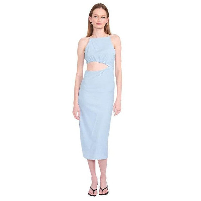 Emory Park Women's Waist Cut Out Dress in Light Blue with Sleek Design and Midi Length