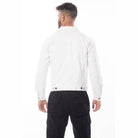 Men's Blue Age waist length denim jacket in white, featuring a classic design and back view.