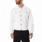 Men's White Waist Length Denim Jacket by Blue Age with Button Closure and Front Pockets