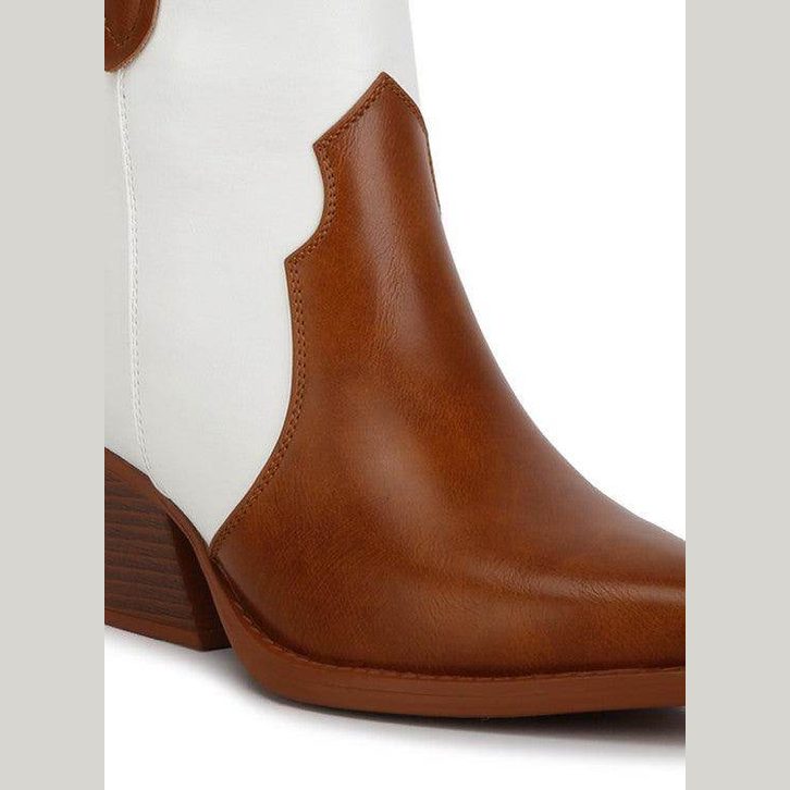 Wales Faux Leaher Patchwork Detail Boots - VacationGrabs