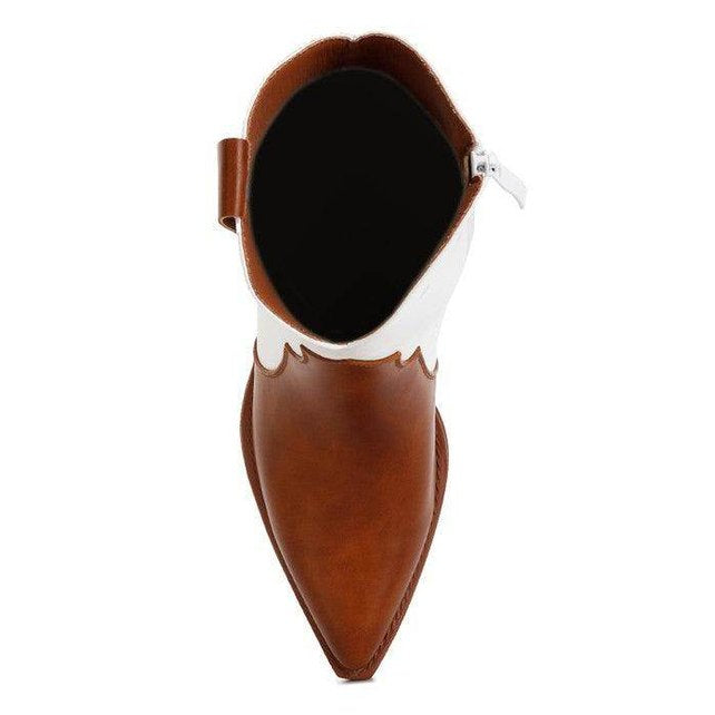 Wales Faux Leaher Patchwork Detail Boots - VacationGrabs