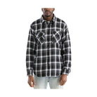 WEIV warm mens plaid shirt in black and gray with two chest pockets for a stylish look