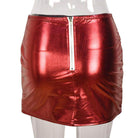 Red Iphigenia warm winter puffer skirt with a sleek design and zipper closure for stylish winter wear
