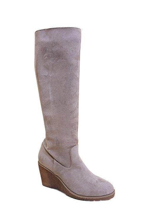 Let's See Style Taupe Wedge Boots for Women with Stylish Design and Comfortable Fit