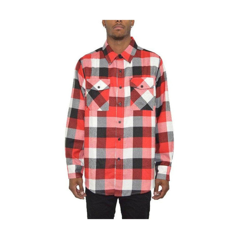 Mens Shirts LS Checkered Flannel - VacationGrabs