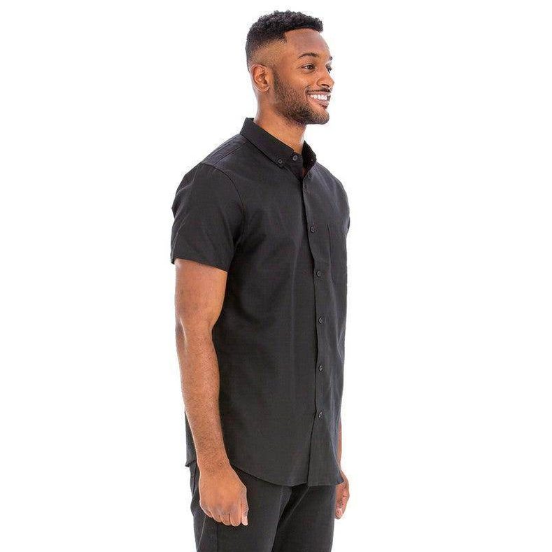 Mens Casual Short Sleeve Solid Shirts - VacationGrabs