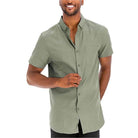 Mens Casual Short Sleeve Solid Shirts - VacationGrabs