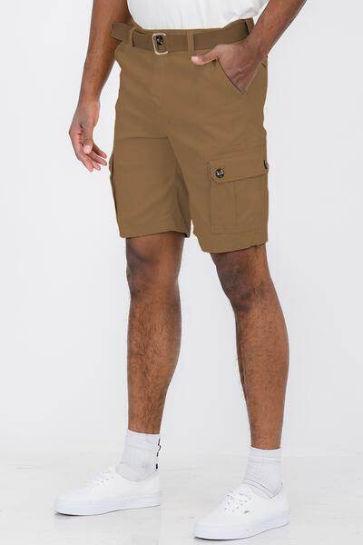 Mens Belted Cargo Shorts with Belt - VacationGrabs