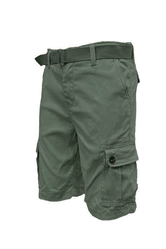 Mens Belted Cargo Shorts with Belt - VacationGrabs