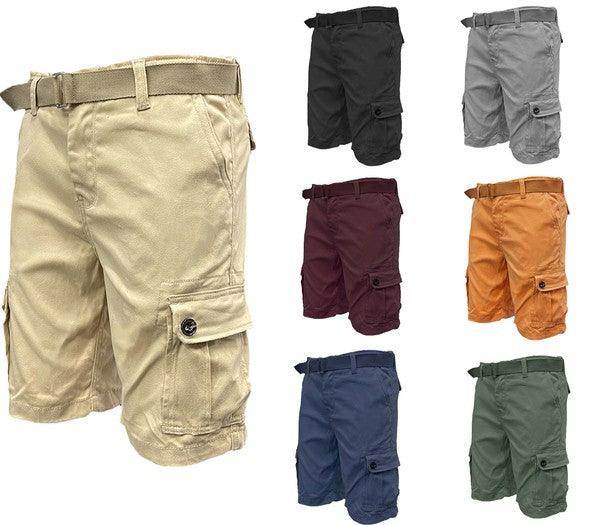 Mens Belted Cargo Shorts with Belt - VacationGrabs