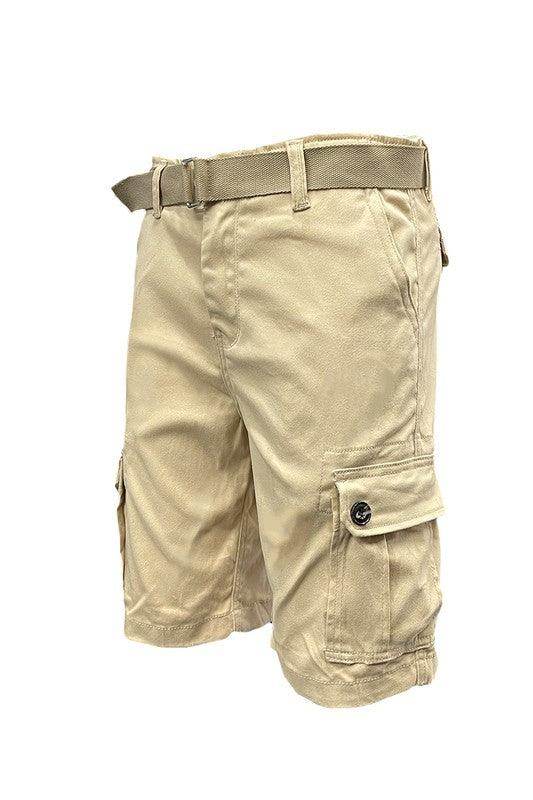 Mens Belted Cargo Shorts with Belt - VacationGrabs