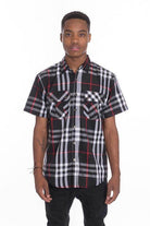 Mens Casual Short Sleeve Checker Plaid Shirts - VacationGrabs