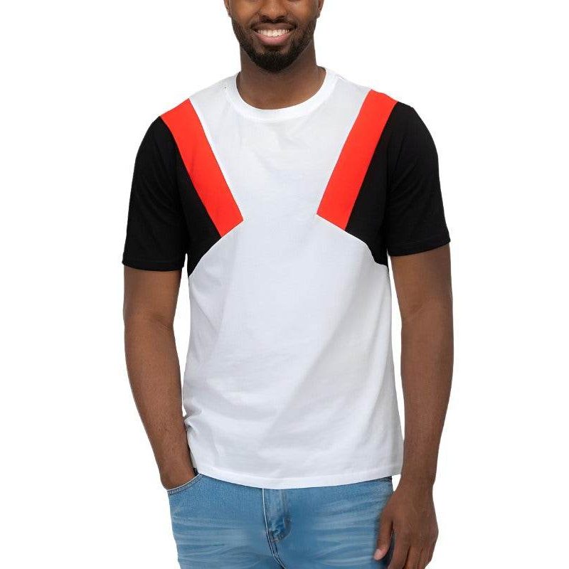 Mens Color Block Short Sleeve T-shirt - VacationGrabs