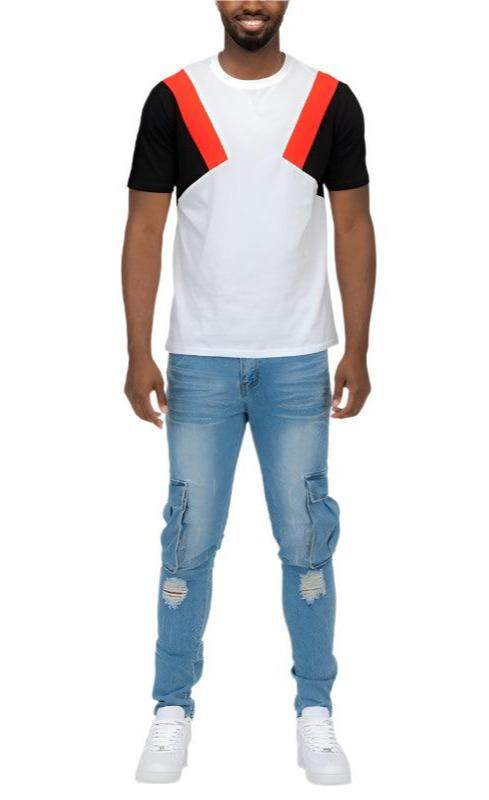 Mens Color Block Short Sleeve T-shirt - VacationGrabs