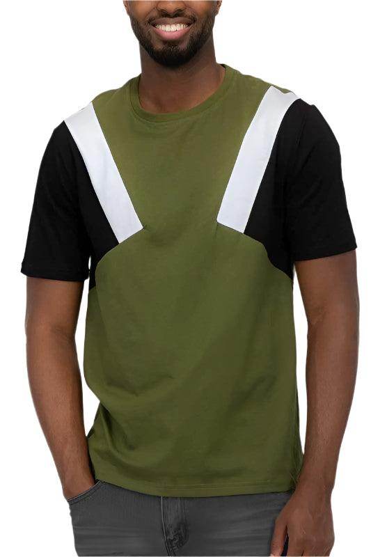 Mens Color Block Short Sleeve T-shirt - VacationGrabs