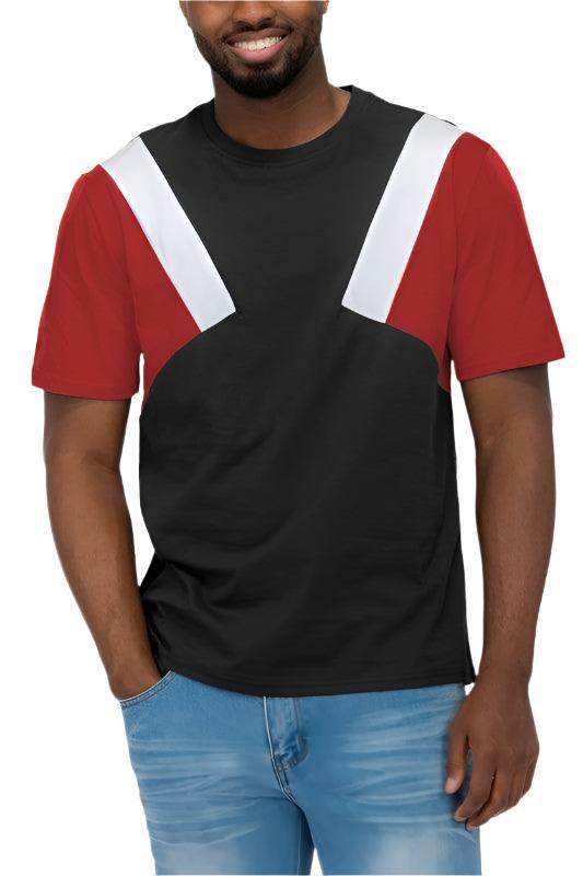 Mens Color Block Short Sleeve T-shirt - VacationGrabs