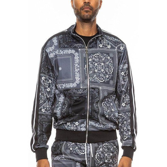 Mens Paisley Bandana Track Jacket - VacationGrabs