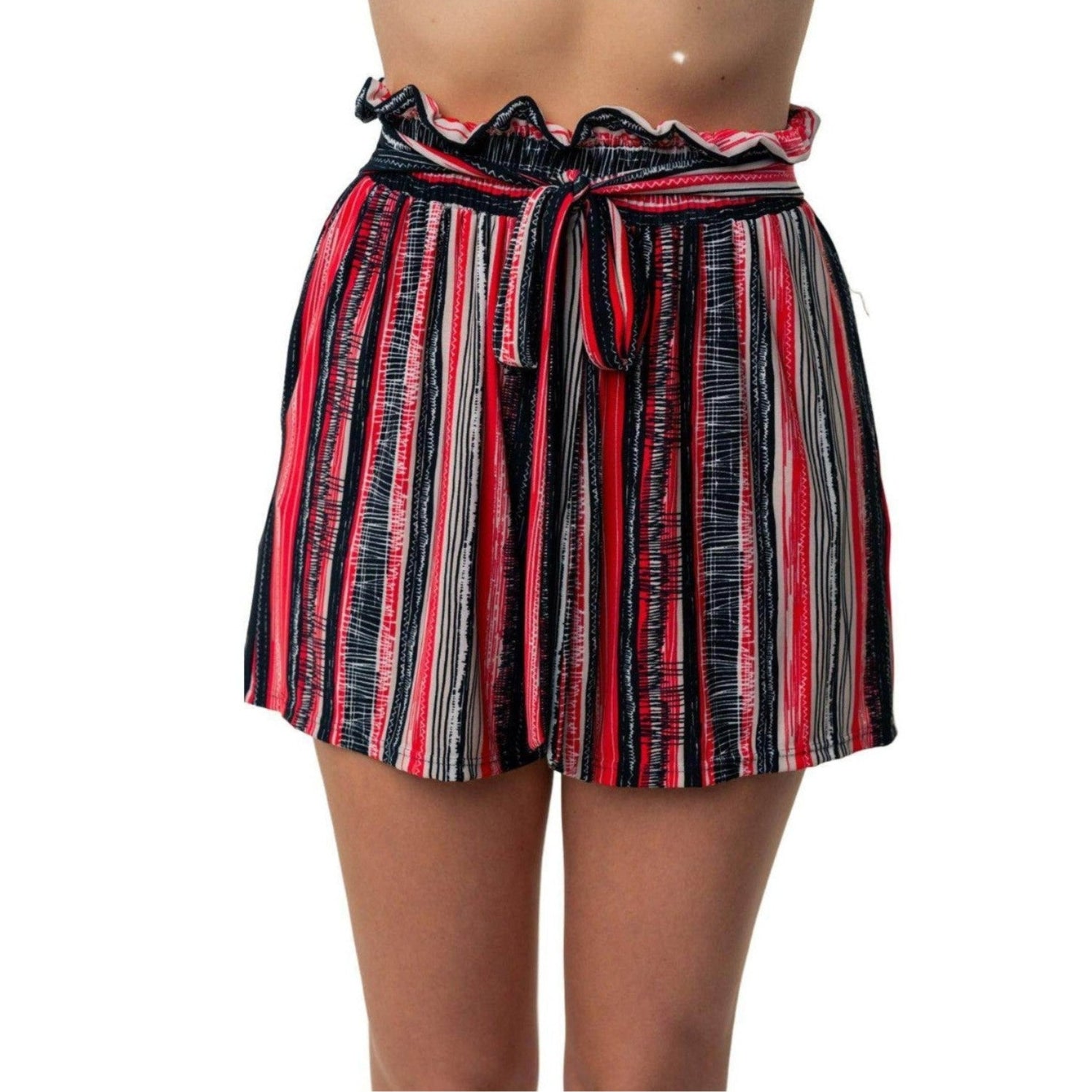 White Birch Full Size High Waisted Striped Shorts - VacationGrabs