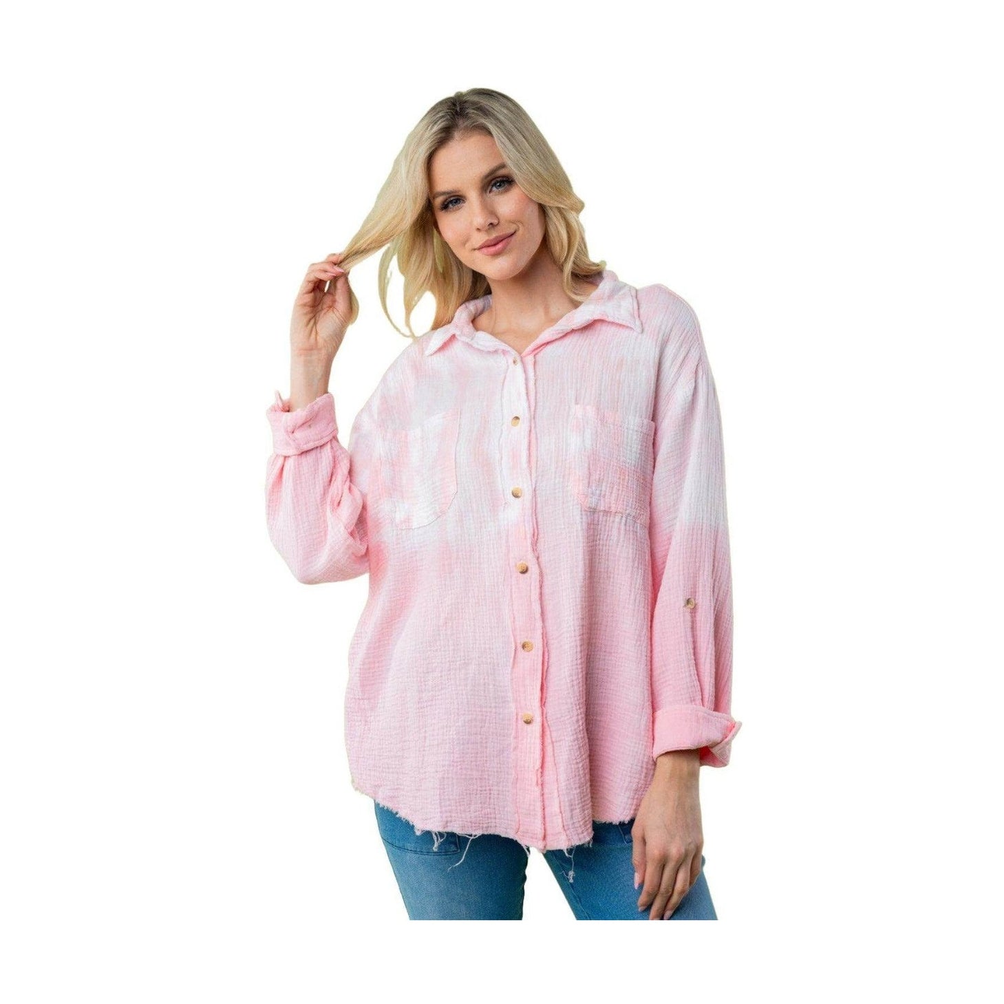 White Birch Full Size Long Sleeve Tie Dye Shirt - VacationGrabs