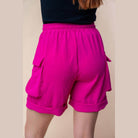 White Birch High Waisted Drawstring Knit Cargo Shorts - VacationGrabs