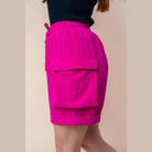 White Birch High Waisted Drawstring Knit Cargo Shorts - VacationGrabs