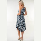 White Birch Tied Ruched Floral Sleeveless Knee Length Dress - VacationGrabs