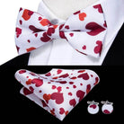 White Black Gray Silver Silk Mens Bow Ties Hanky Cufflinks - VacationGrabs