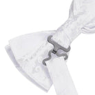 White Black Gray Silver Silk Mens Bow Ties Hanky Cufflinks - VacationGrabs