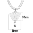 Elegant white metal pearl necklace featuring a butterfly pendant and sparkling accents
